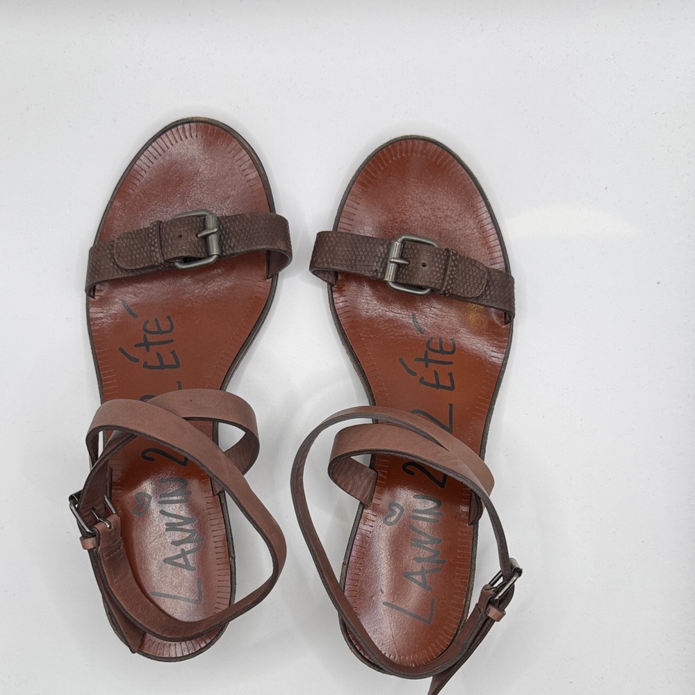 Lanvin Dark Brown Leather Sandals